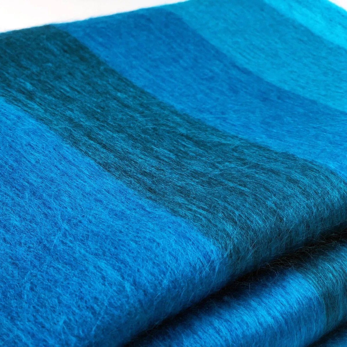 ECUALAMA Alpakadecke mit blau-türkisen Streifen – Bild 3