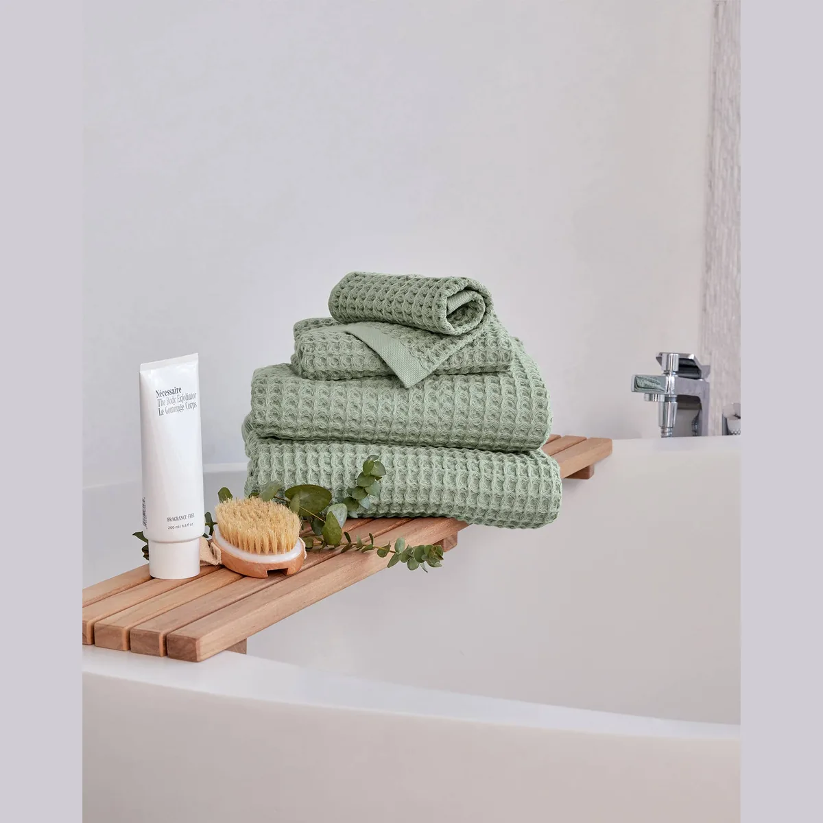 Onsen Waffeltücher in Salbeigrün
